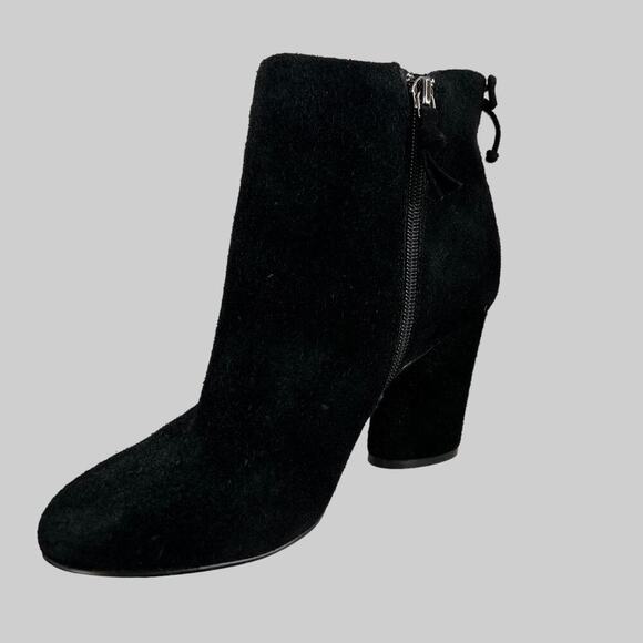SAK’S Fifth Avenue Nina Suede Booties 3" Heel in Black Size 7 - Picture 8 of 16